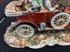 Large Capodimonte La Medea Porcellane, Family On A Drive, Signed