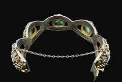 Antique Chinese Export Carved Jade Silver Bracelet [55.25g]