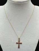 Stamped 10K Gold Byzantine Cross Pendant with Chain [2.03g]
