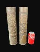 Matching Pair of Artillery Shell Trench Art Vases