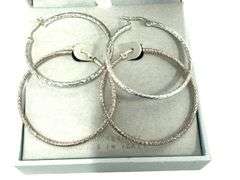 Two pairs of Italian Sterling Diamond Cut Hoop Earrings