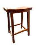 Solid Wood 24" Saddle Stools - 3 Stool Lot