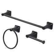 allen + roth 3 -Piece Dunmore Matte Black Decorative Bathroom Hardware Set, New