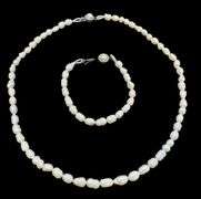 2pc Freshwater Pearl Necklace & Bracelet Set