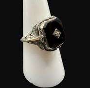 Stamped 14K Gold Art Deco Black Onyx Cameo Flip Ring [3.98g]
