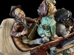 Large Capodimonte La Medea Porcellane, Family On A Drive, Signed
