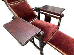 Antique 1860's- 1880's Adjustable Recliner Chair with Side Tables