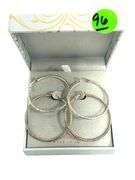 Two pairs of Italian Sterling Diamond Cut Hoop Earrings