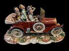 Large Capodimonte La Medea Porcellane, Family On A Drive, Signed