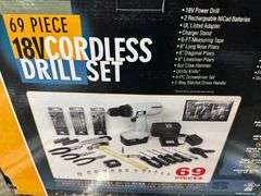 18V Cordless Drill Set - 69 pieces with Case, New