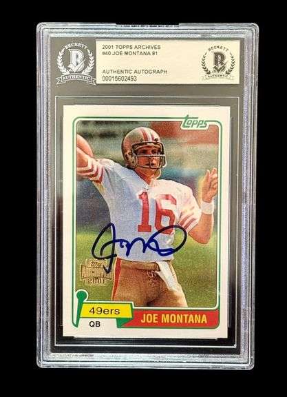 2001 Topps Archives #40 Joe Montana Autographed Card - Beckett Slabbed