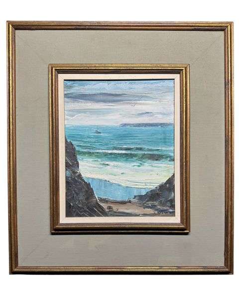 Mid-Century Seascape Signed Viola M. Allen