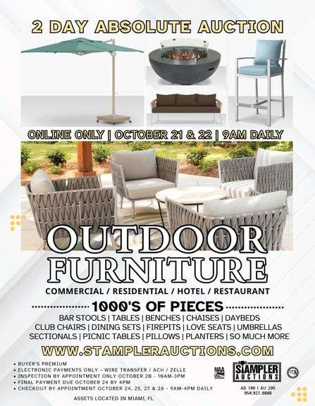 OUTDOOR FURNITURE - 2 DAY AUCTION - ABSOLUTE - 2 DAY EVENT