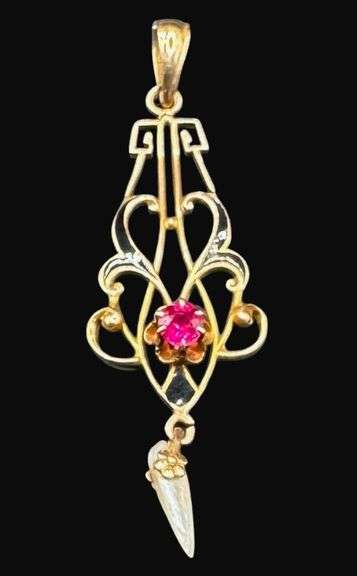 Stamped 10K Gold Art Nouveau Pendant [1.06g]