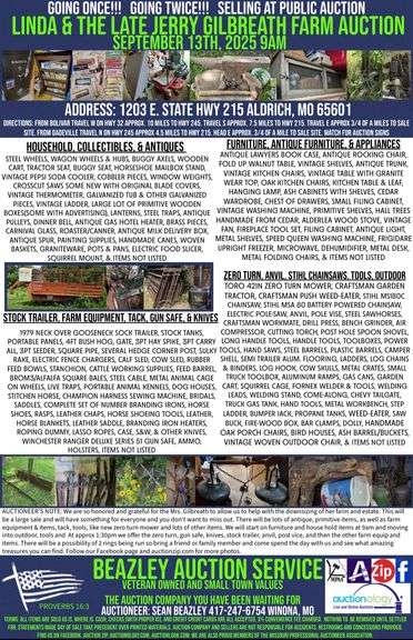 Linda and The Late Jerry Gilbreath Farm Auction 