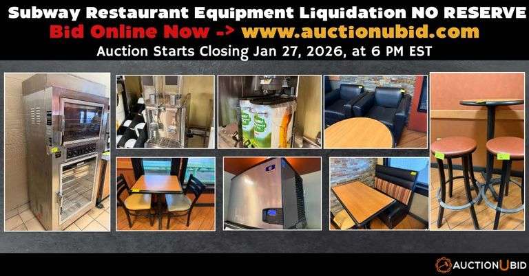 Subway Restaurant Equipment Liquidation Online Auction Raleigh NC
