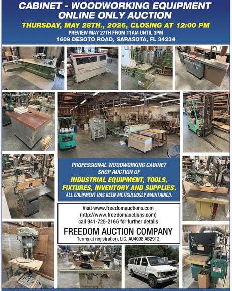 WOODWORKING & CABINET SHOP LIQUIDATION AUCTION
