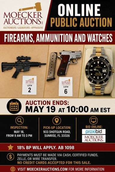 Firearms, Ammunition and Watches