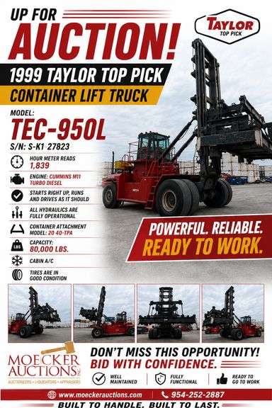 1999 Taylor Top Pick Container Lift Truck Model TEC-950L