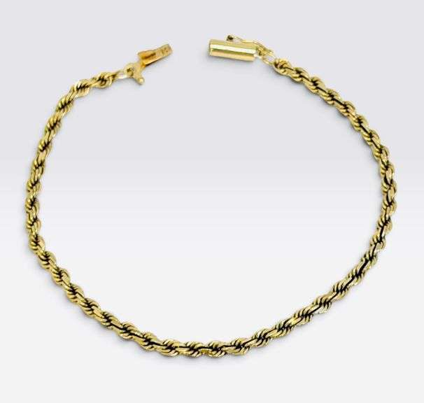 14K Gold 7" Rope Twist Bracelet