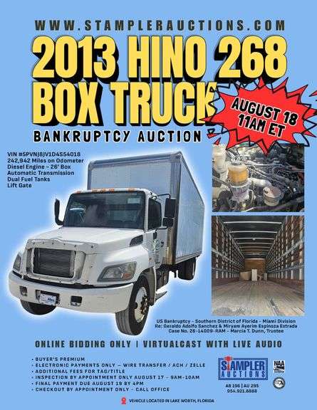 2013 HINO 268 BOX TRUCK / 2021 FOREST RIVER TRAILER / 2021 FORD F-350