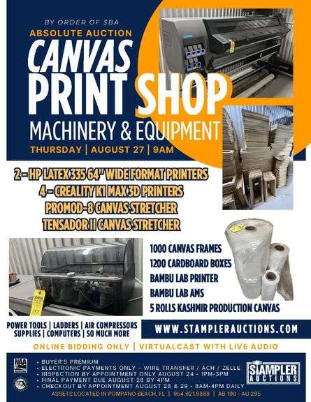 CANVAS PRINT SHOP - MACHINERY & EQUIPMENT